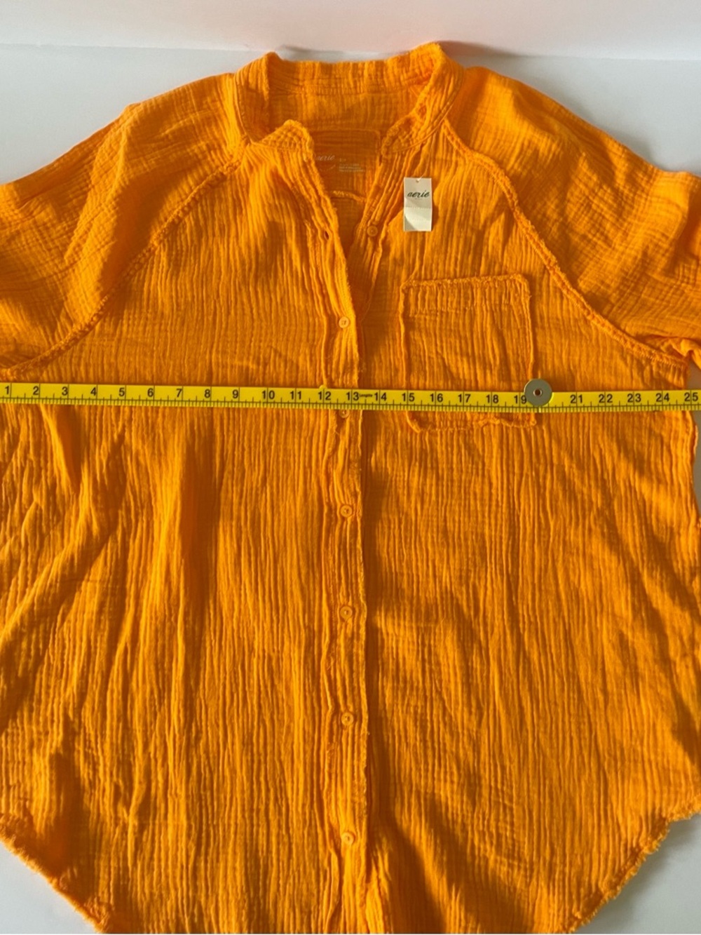 Aerie Gauze Button-Down Shirt – Bright Orange – Size Small – NWT - Picture 5 of 5